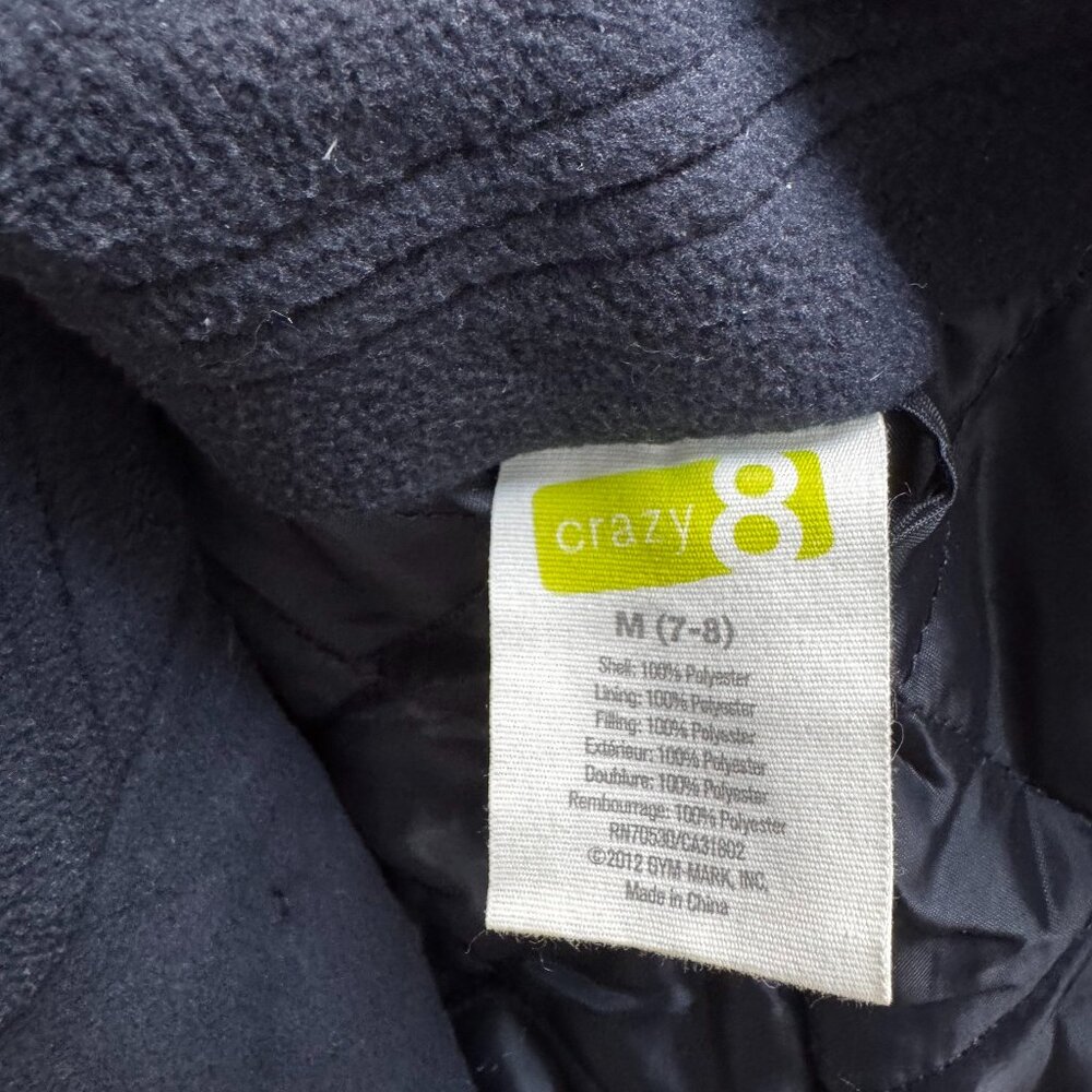 Crazy 8 Gymboree Navy Fleece Pea Coat Size Medium - Picture 4 of 4